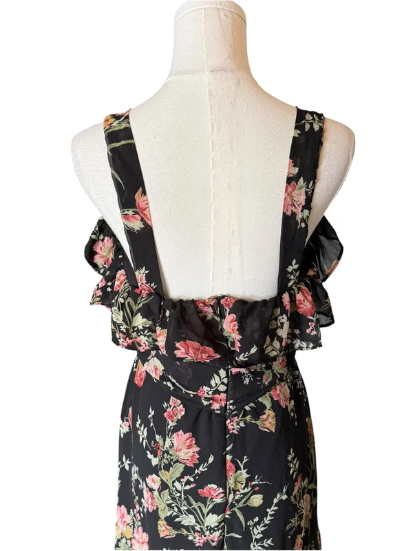 ASOS - NWT Maternity Floral Ruffle Midi Dress Black Pink Size US 8 - Image 5