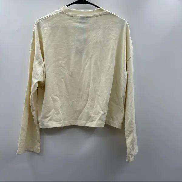 Nike‎ Solid Cream Long Sleeve Cropped Oversized Pullover Sweatshirt Size M NWT - Image 4