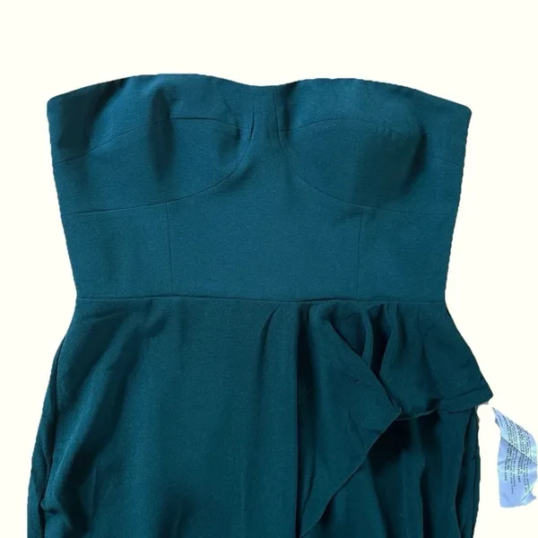 Dress The Population Kai Strapless Gown with High Slit in Pine Green Size XXL - Image 9