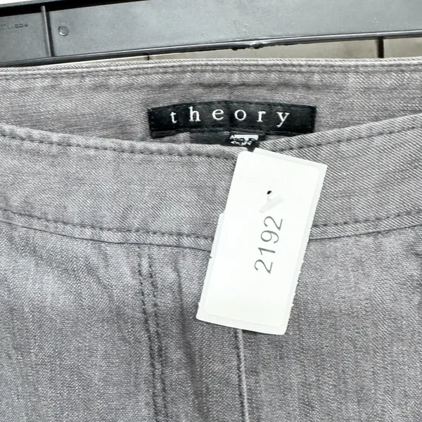 Theory Pants Women Size 6 Slim Split Straight Mid Jeans‎ Washed Gray Zip Pockets - Image 2