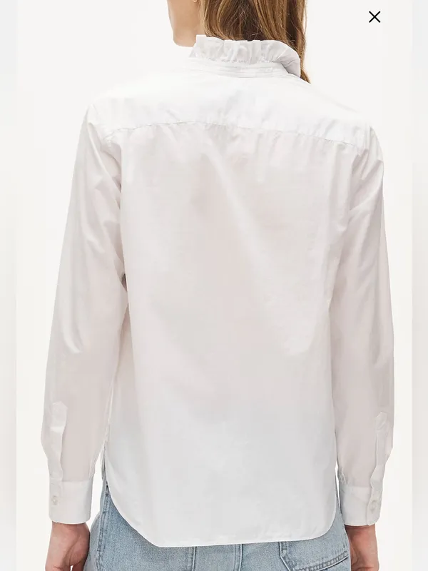 NWT J. CREW Jules Ruffle Collar Shirt Cotton Poplin White - Image 3