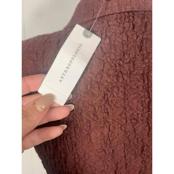 Anthropologie sleeveless textured mini shirt dress brown NWT Liner Collared Xs - Image 4