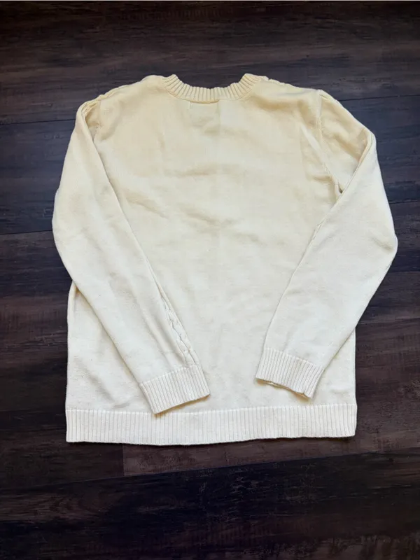 Karen Scott butter yellow Cable-Knit V-Neck Henley Sweater - Image 4