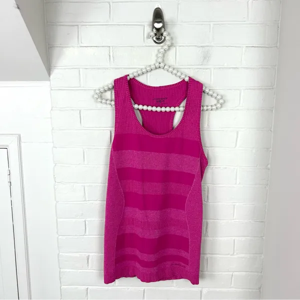 Brooks Running Pink Striped Tank Top Size S - Image 2