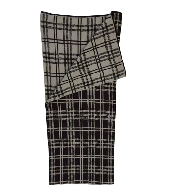 Ugg brown checkered plaid wool knit scarf 66x12 - Image 2