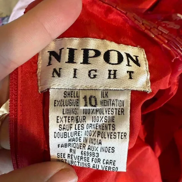 Nipon Night Red Sequin Checkered Sheath Cocktail‎ Dress Size 10 - Image 3
