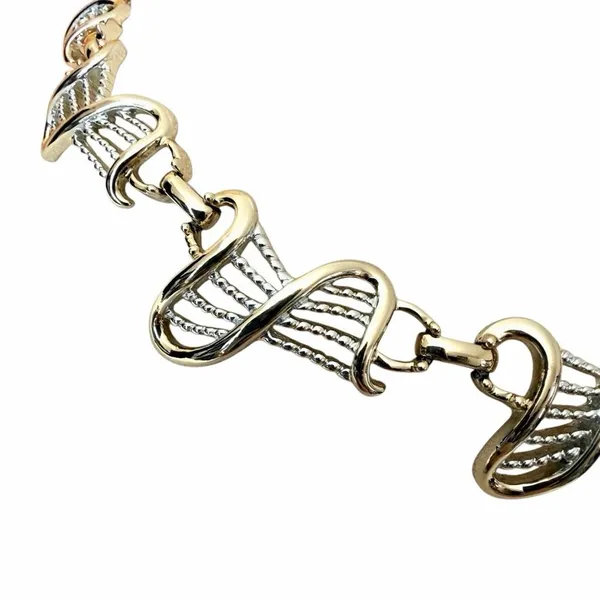 Vintage Gold Tone Sculptural Twisted Ribbon Link Statement Necklace - Image 5