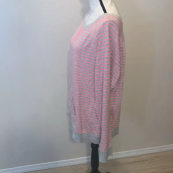 Made For Life pink grey striped casual pullover sweatshirt - Image 4