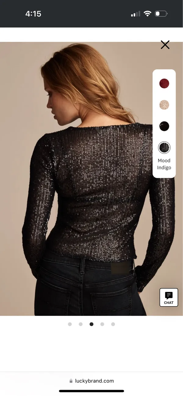 Lucky Brand Sequin Sheer Long Sleeve Top - Image 4