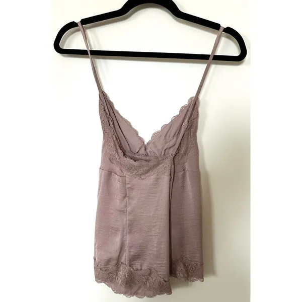 Wishlist Women's Satin Lace Trim Button Down Cami Tank Top - Image 6