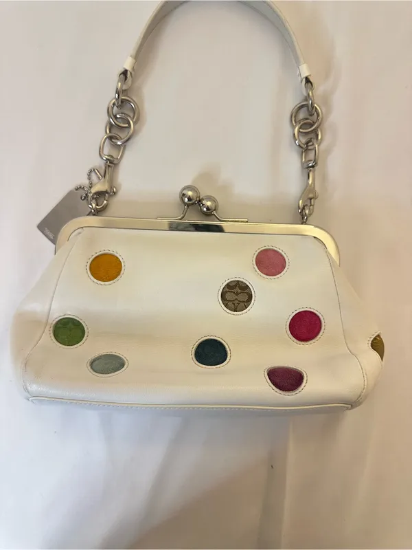 Coach 3679 Polka Dot Kisslock Frame Satchel Bag Multi Color Special Edition 2005 - Image 2