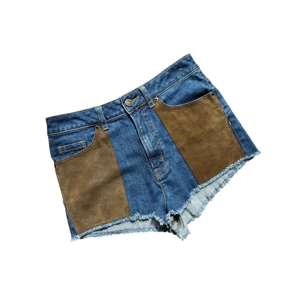 BDG High Rise Cheeky Boho Suede Pocket Festival Micro Shorts Size 28 - Image 2