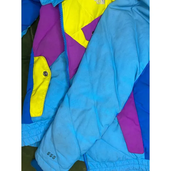 Rare vintage The North Face Jitterbug down jacket in bold blue, pink and yellow - Image 14