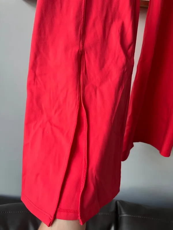 JoyLab Flare Leggings Split Textured Hem Bright Pink Medium - Image 2