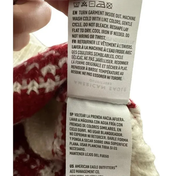 American Eagle Holiday Sweater Women’s Size Medium Mock Neck Cable Knit - Image 4
