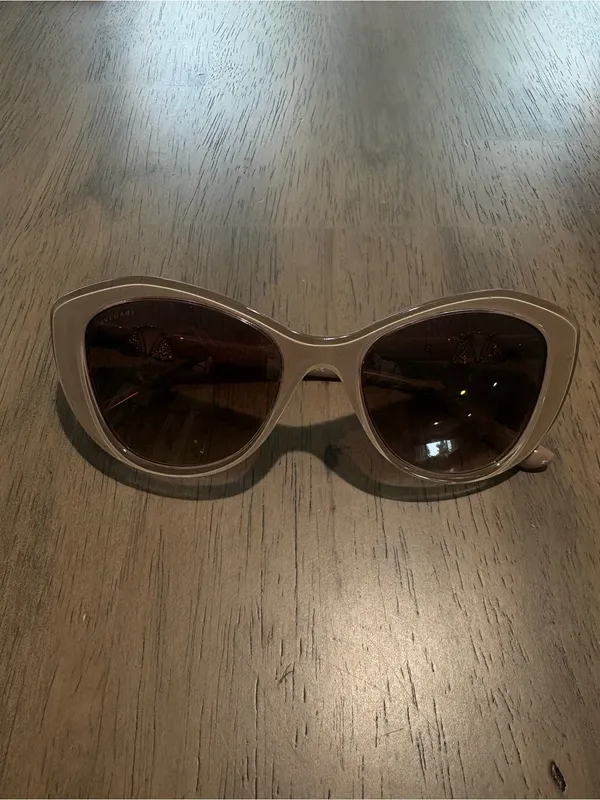 Bvlgari Diamanté Swarovski Gems Nude Coral Cats Eye Gradient Acetate Sunglasses - Image 2