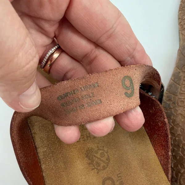 Yokono Ibiza Brown Leather Cork Footbed Thong‎ Sandals Made in Spain Womens 9 - Image 7