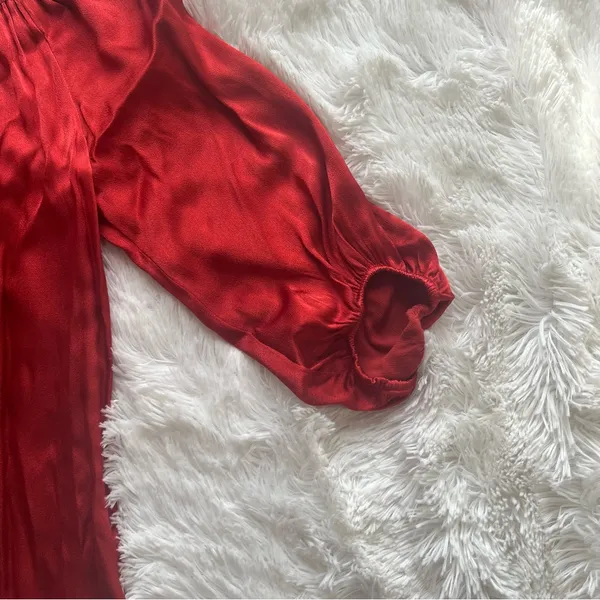 Karen Kane Red Satin Keyhole Blouse - Size Small - Made in USA - Image 2