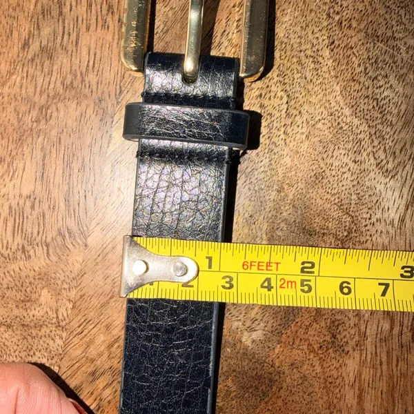 Ann Taylor Belt‎ Women M Black Grommet Textured Faux Leather Classic Timeless - Image 3