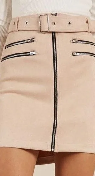 Nude Suede Skirt - Image 3