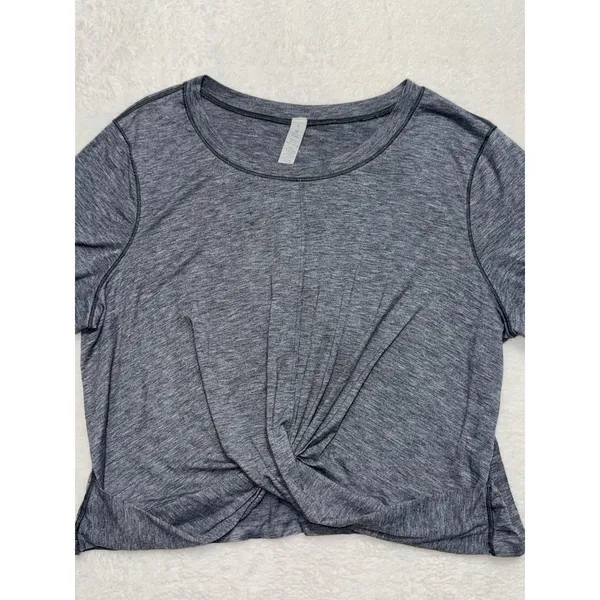 Lululemon Women's Intended Crop Tee Heathered Gray Twist Front Size 8 - Image 2