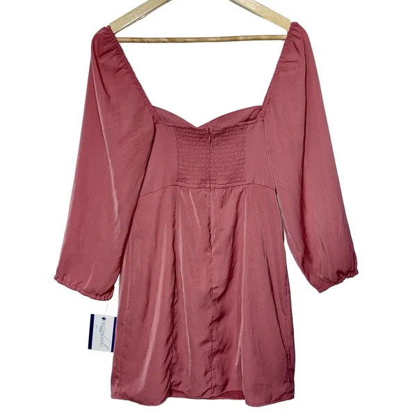 NEW Abercrombie & Fitch Red Pink Puff Sleeve Long Sleeve Midi Dress Women Size M - Image 4