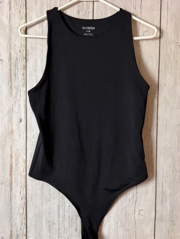SWS Contour Sleek Women's Black Sleeveless Bodysuit Sz L - Image 2
