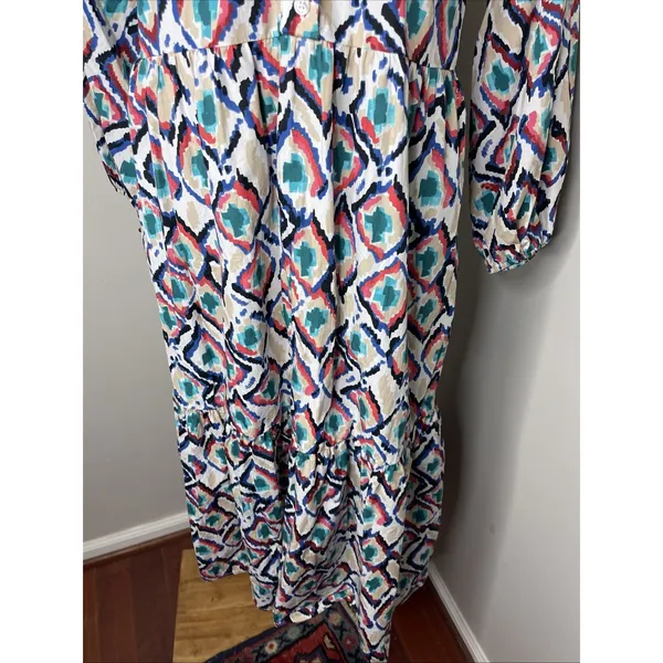 Anthropologie Maeve The Bettina Tiered Midi Maxi Shirt Dress Ikat Boho XS - Image 8