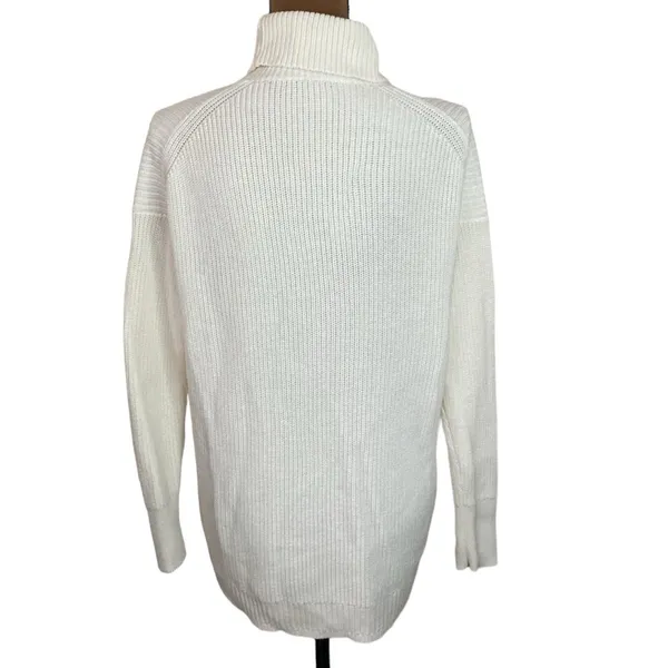 J Crew Ribbed cotton cashmere blend relaxed turtleneck sweater in ivory size XS - Image 3