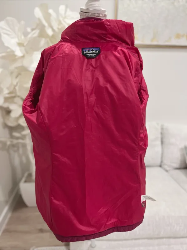 Patagonia Women's Micro Primaloft Hooded Quilted Puffer Jacket Berry Red XL - Image 7