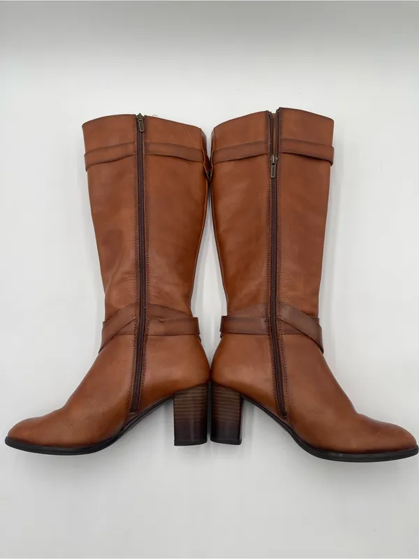 Pikolinos Made in Spain Brown Tall Leather Heeled Boots Womens 37 Riding - Image 8