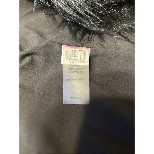 CHAUS New York Black lined Faux Fur Vest Size Small Open Front - Image 5