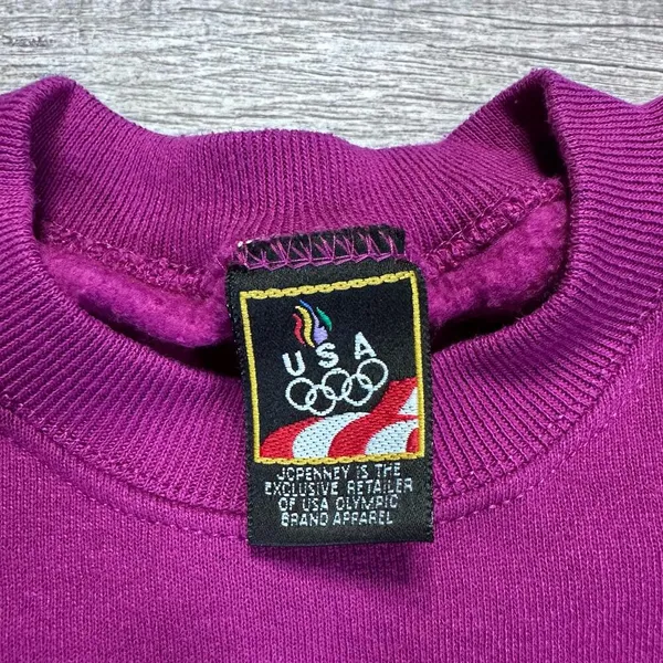 Vintage USA Olympics 90s Crewneck Sweatshirt Womens M Berry Embroidered Logo - Image 6