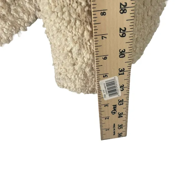 London Kaye Women's Size Small Cream Sherpa Open Front Pocket‎ Cardigan Sweater - Image 9
