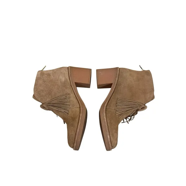 UGG‎ Brown Suede Tassel Ankle Boots Block Heel Boho Western 10 - Image 5