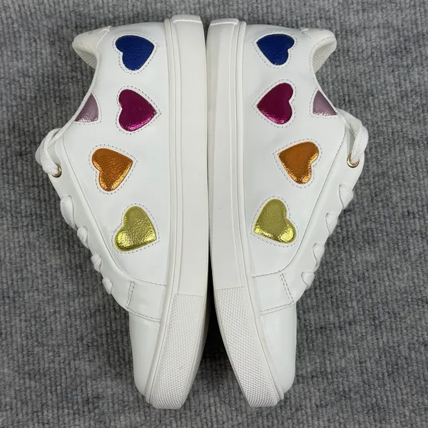 Kurt Geiger London Size 36/5 Lane Love White Multicolor Puffy Hearts Sneakers - Image 8