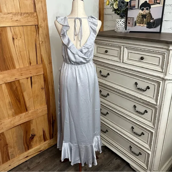 Show Me Your MuMu Light Blue Ruffle Wrap Dress - Image 7