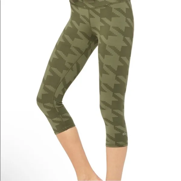 ALO green‎ Houndstooth Crop Legging size XS - Image 4