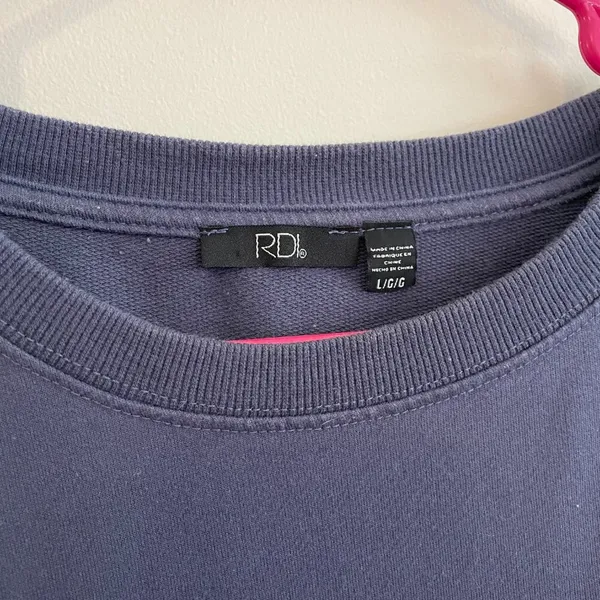 RDI Oversized Crop Pullover Crewneck Sweater Dusty Blue Womens Size Large - Image 2