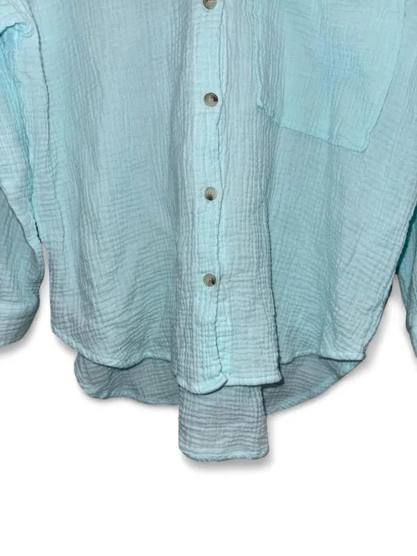 ACOA Oversized Gauze Boyfriend Shirt Blue - Image 3