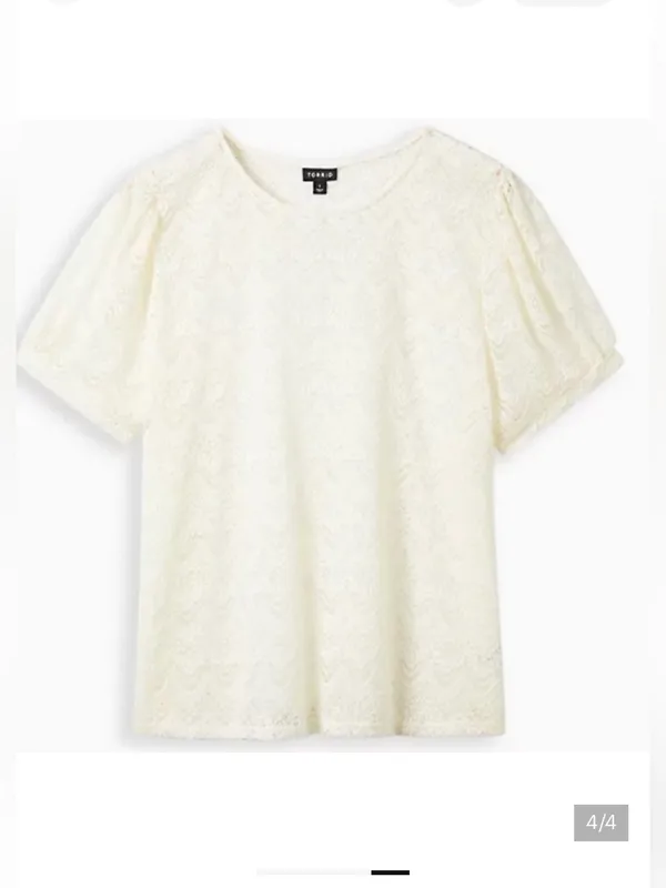 BUNDLE Torrid Lace Crochet Tees Peaches And Cream 2X NWT - Image 4
