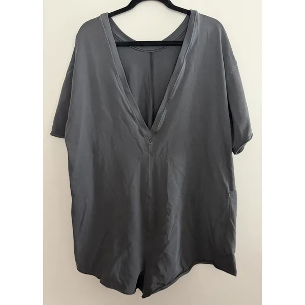 Free People Movement Hot Shot Tee Romper‎ Black Women's Size Large - Image 2