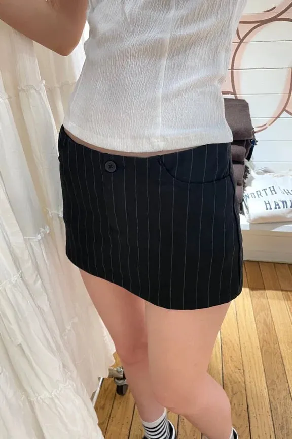 Brandy Melville Black Pinstripe Mini Skirt - Image 2