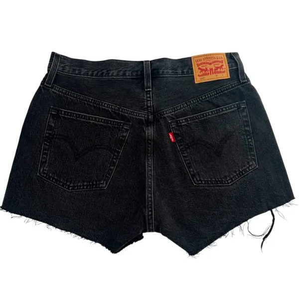 LEVI'S 501 Original Raw‎ Edge Denim Shorts black sz 28 - Image 4