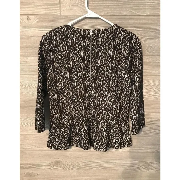 J.crew‎ XS blouse white with black lace NWT - Image 4