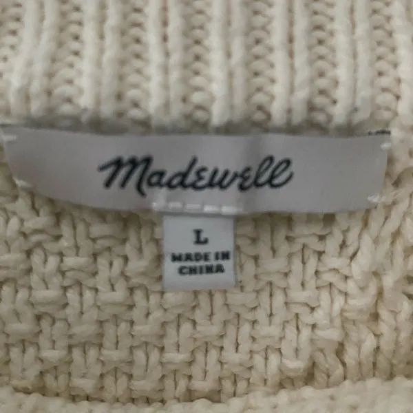 Madewell Oversized Cable Knit Sweater L Cream Ivory Fisherman Preppy Cotton - Image 5