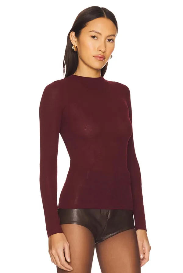 Revolve burgundy sheer long sleeve - Image 2