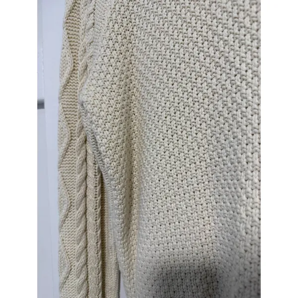 Lauren Ralph Lauren Cream Cable Knit Turtleneck Sweater XL Ivory Cotton Blend - Image 8