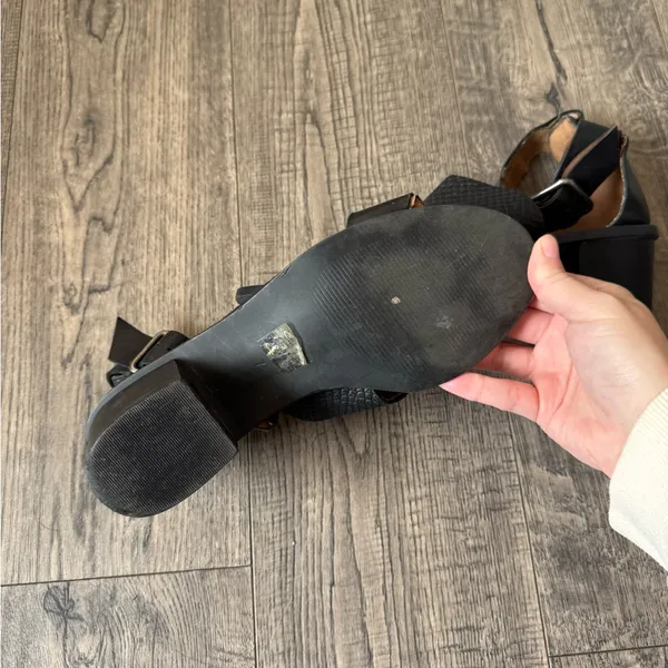 Madewell The Warren Block Heel- Black Leather- Size 7 - Image 6