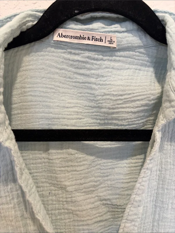 Abercrombie & Fitch Long-Sleeve Oversized Tie-Front Gauzy Shirt Size L - Image 5